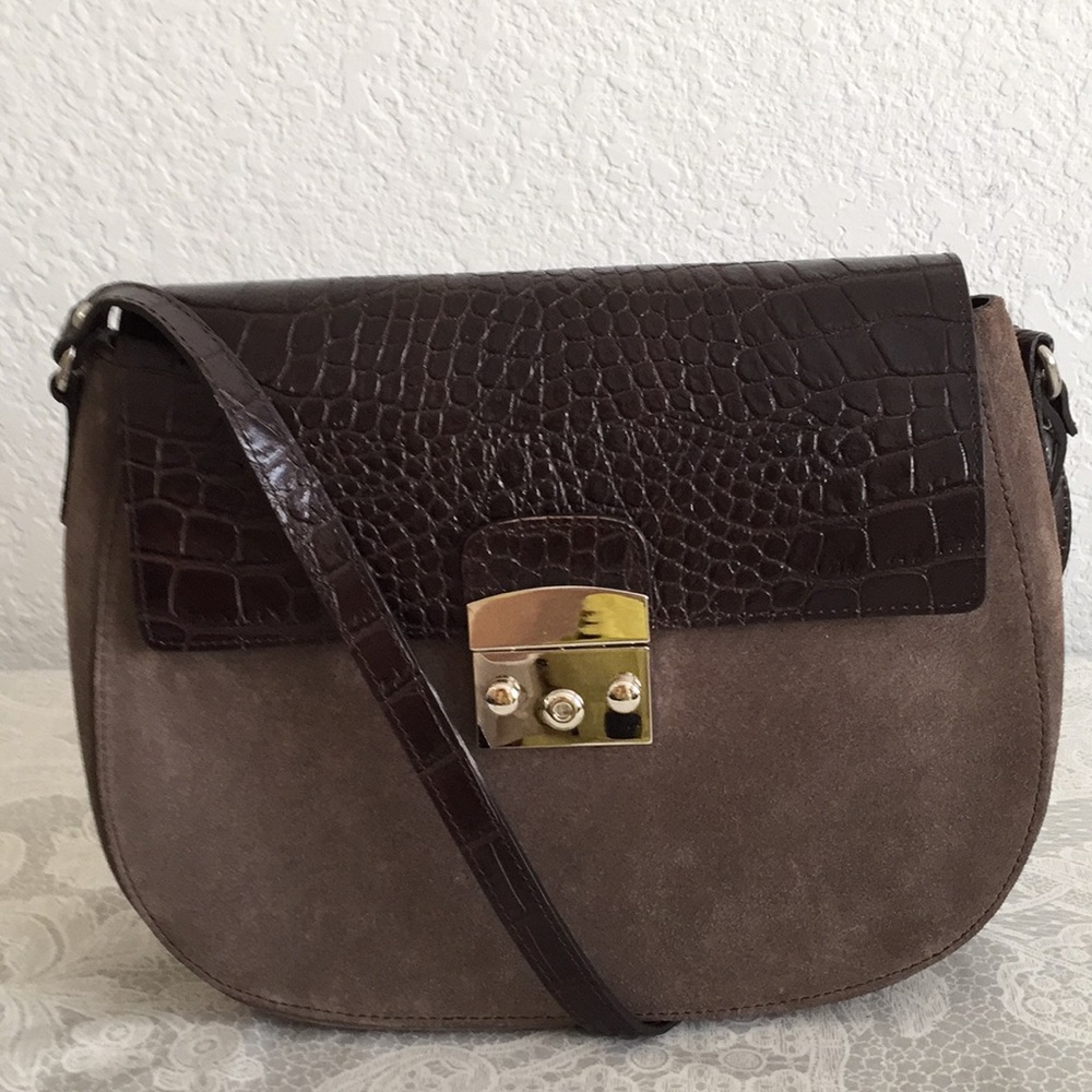 Claudia Firenze brown padlock flap Cross body bag
